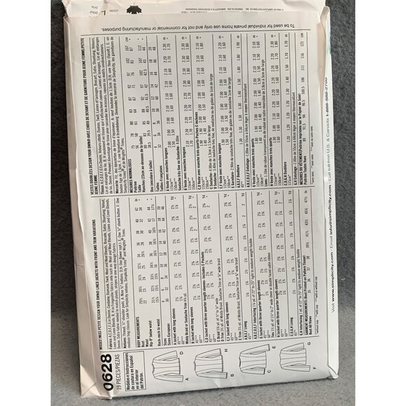 Simplicity Misses Coat Jacket Sewing Pattern sz 12-20 0628 - uncut - Picture 3 of 3